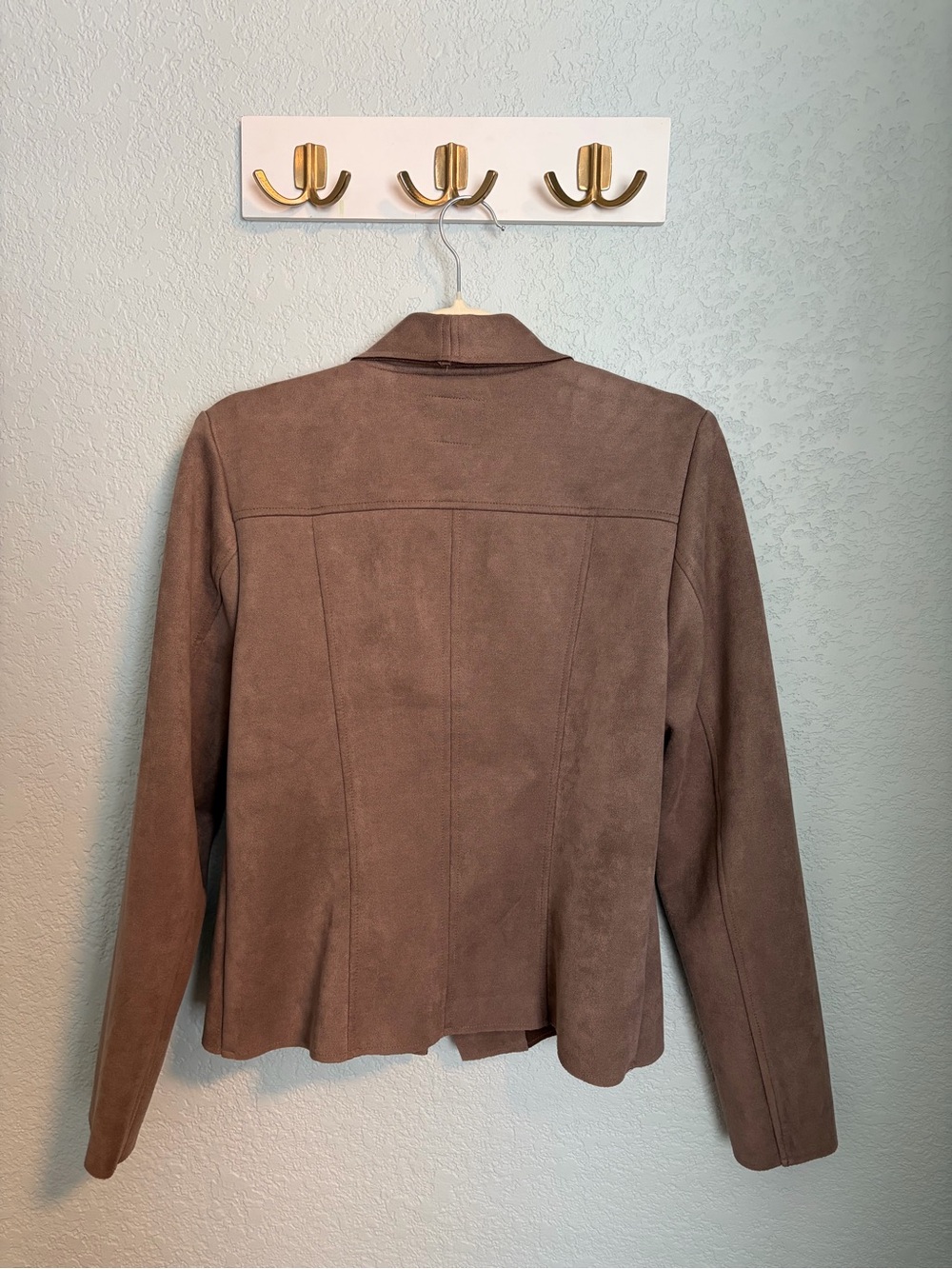 Kut from the Kloth Taupe Suede Open-Front Draped Jacket - Picture 7 of 7